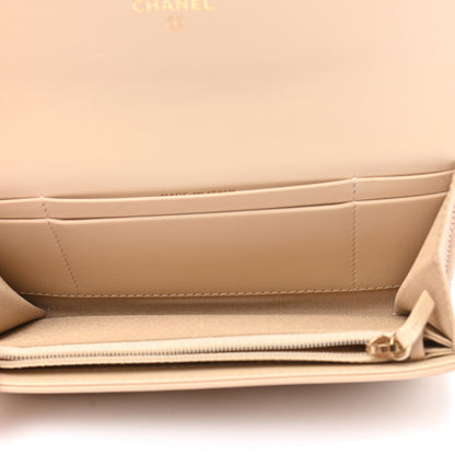 Chanel Shiny Goatskin Quilted Chanel 19 Flap Wallet Beige 5 of 9