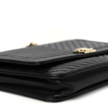 Chanel Calfskin Chevron Boy Wallet On Chain WOC Black 10 of 11