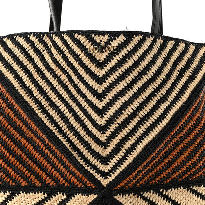 Loewe Raffia Calfskin Paula's Ibiza Medium Puzzle Fold Tote Natural Honey Gold 8 of 11