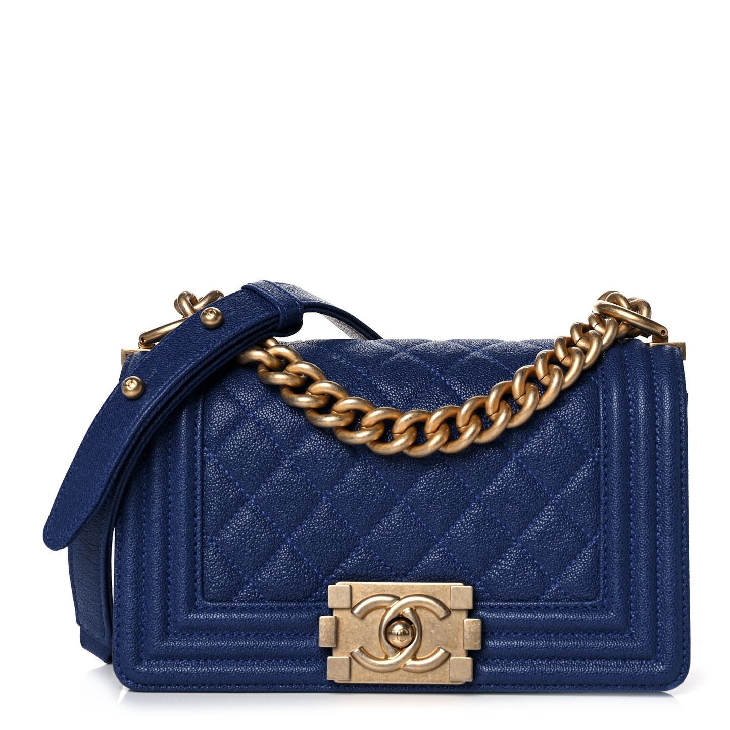 Caviar Quilted Small Boy Flap Blue
