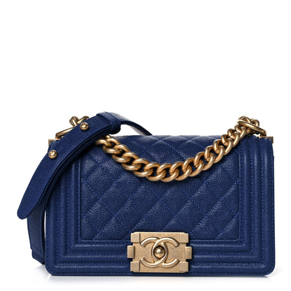Chanel Caviar Quilted Small Boy Flap Blue 1 of 12