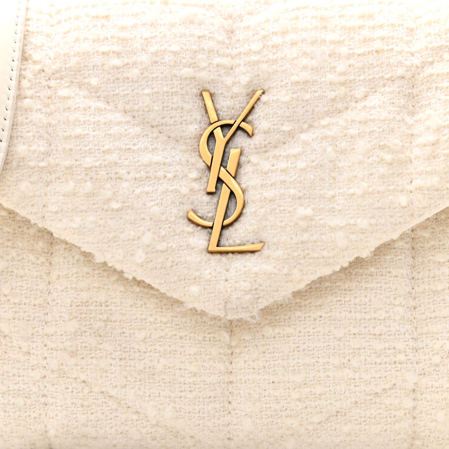 Saint Laurent Boucle Tweed Quilted Toy Loulou Puffer Monogram Chain Satchel Crema Soft 9 of 11