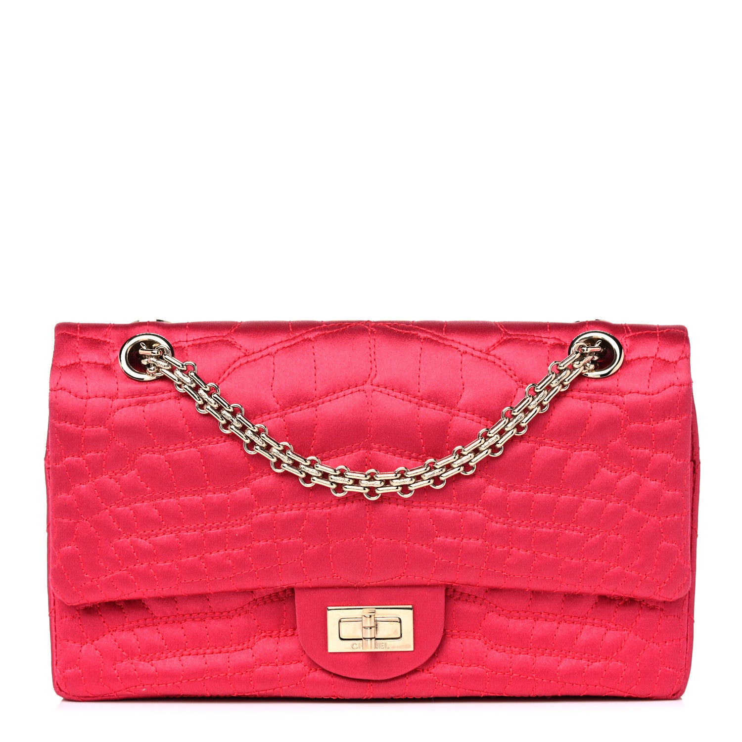 Chanel Satin Coco's Croc 2.55 Reissue 225 Flap Pink 1 of 19