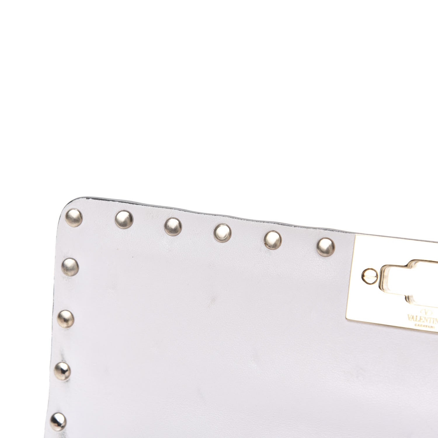 Valentino Garavani Lambskin VLTN Print Medium Rockstud Spike Shoulder Bag Optic White Black 9 of 11