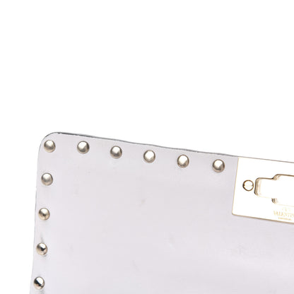 Valentino Garavani Lambskin VLTN Print Medium Rockstud Spike Shoulder Bag Optic White Black 9 of 11