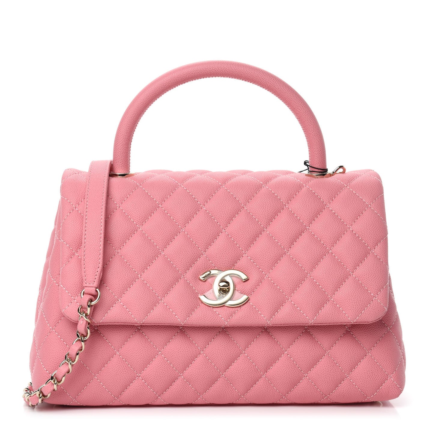 Caviar Quilted Small Coco Handle Flap Pink