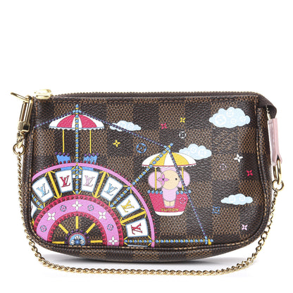 Louis Vuitton Damier Ebene 2020 Christmas Animation Big Wheel Mini Pochette Accessories Rose Ballerine 1 of 6