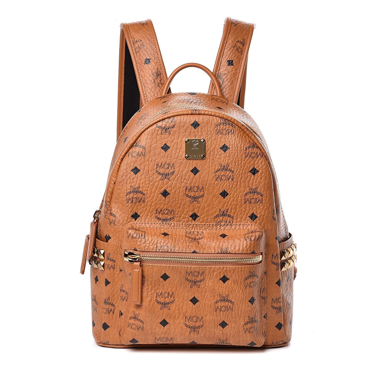 MCM Visetos Small Side Stud Stark Backpack Cognac 1 of 11