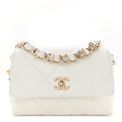 Chanel Lambskin Quilted Small Logo Strap Flap White 1 of 12