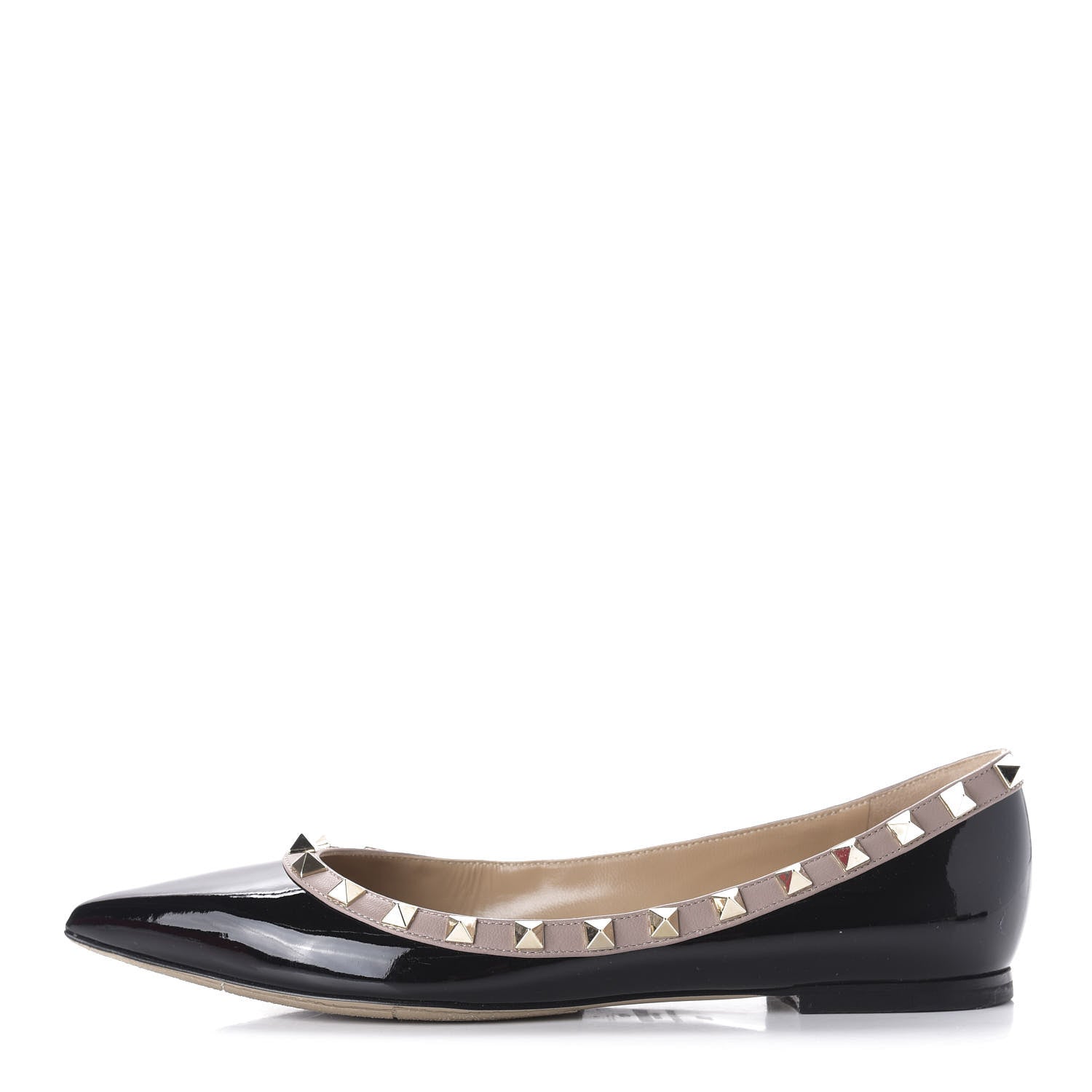 Valentino Garavani Patent Nappa Rockstud Ballerina Flats 38 Black Poudre 1 of 9