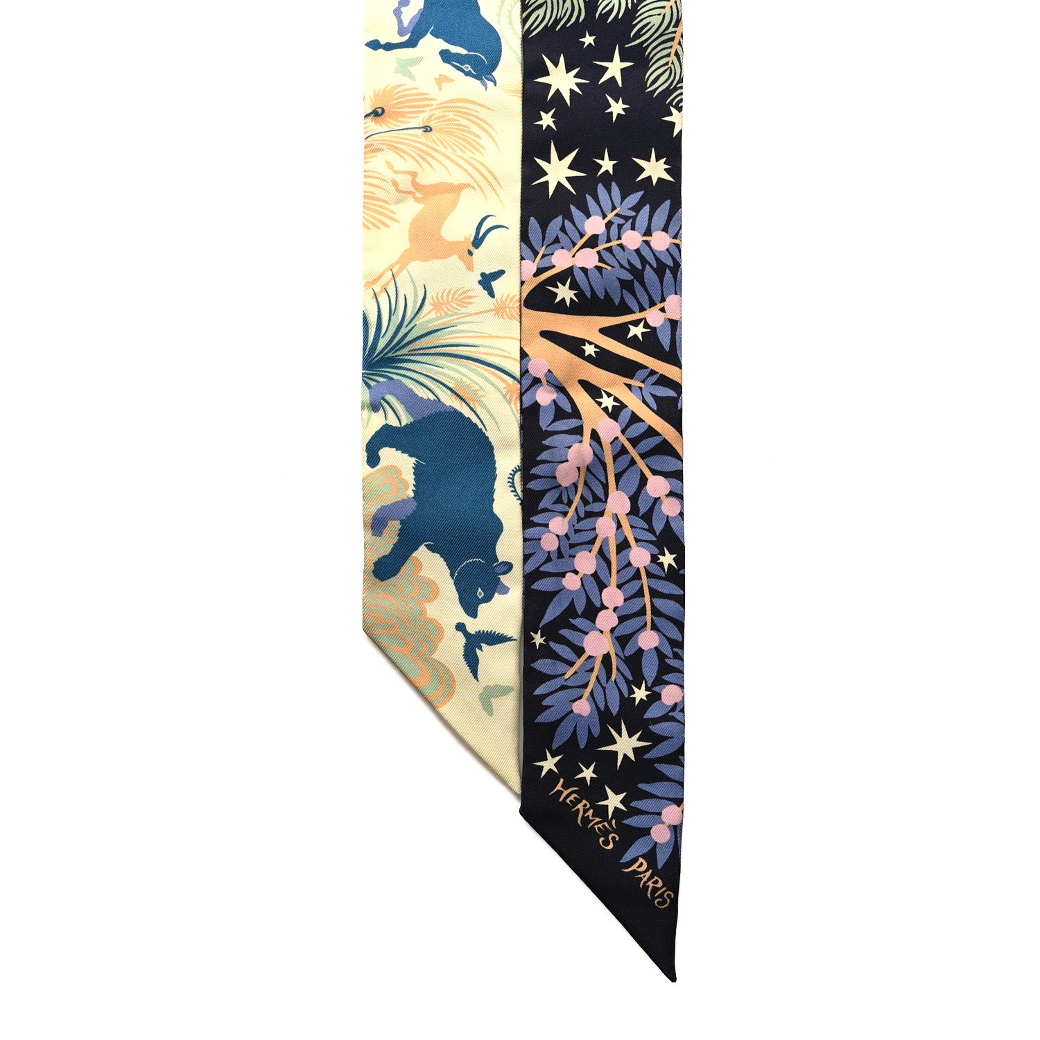 Hermes Silk Sous Le Charme D Orphee Twilly Bleu Black Jaune Soufre 2 of 4