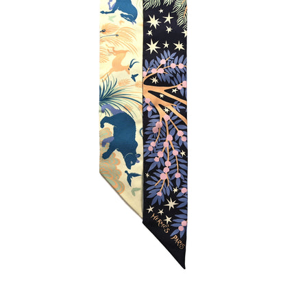 Hermes Silk Sous Le Charme D Orphee Twilly Bleu Black Jaune Soufre 2 of 4