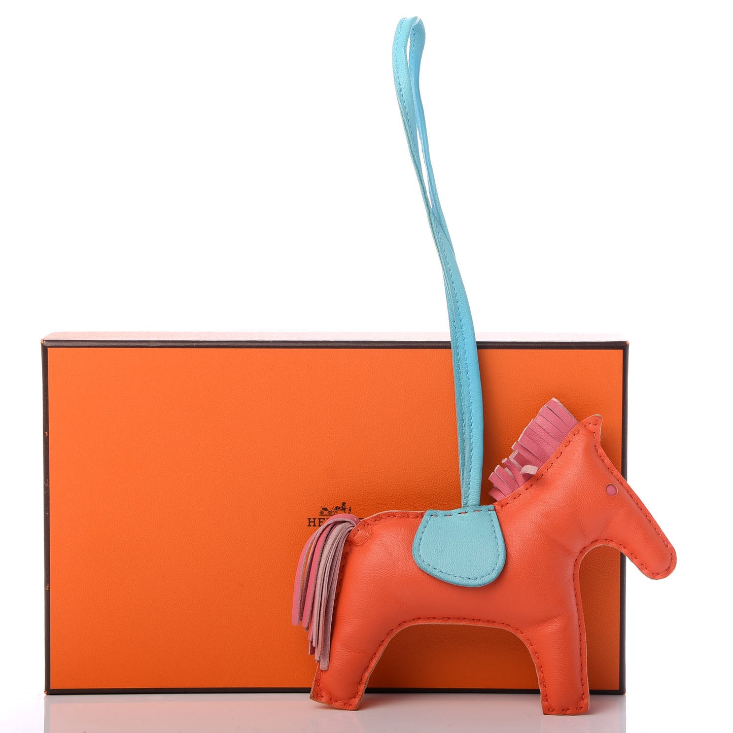Milo Lambskin Grigri Rodeo Bag Charm MM Feu Celeste Rose Azalee