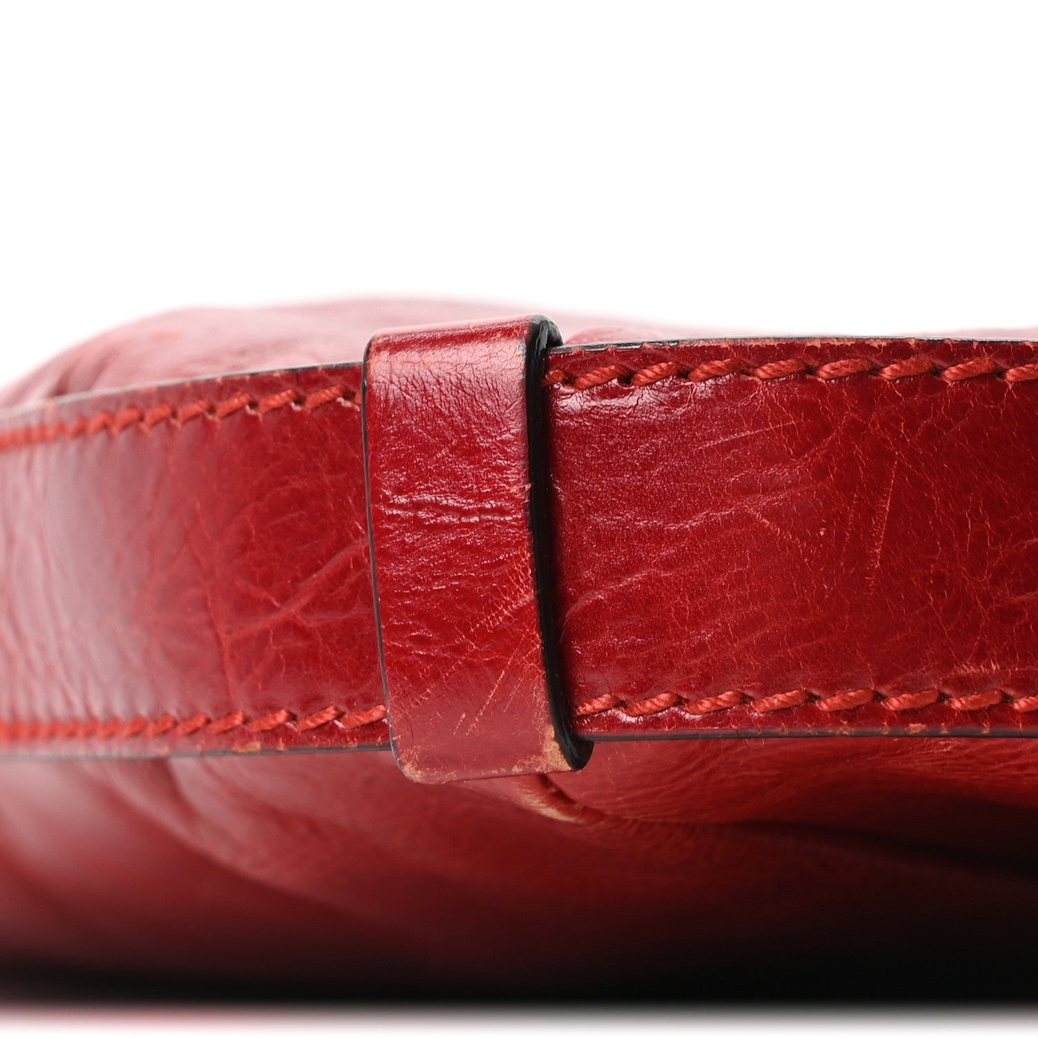 Saint Laurent Calfskin Buffalo Horn Mombasa Hobo Red 10 of 10