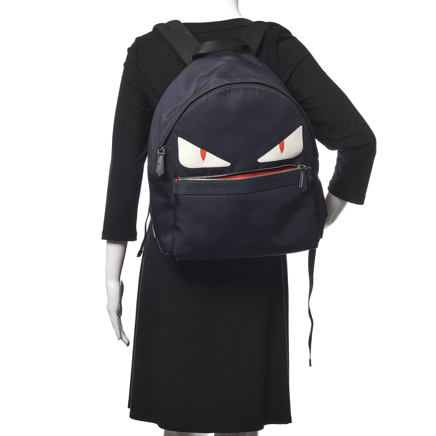 Fendi Nylon Vitello Elite Monster Eyes Rounded Backpack Blue Scuro White Multicolor 2 of 17