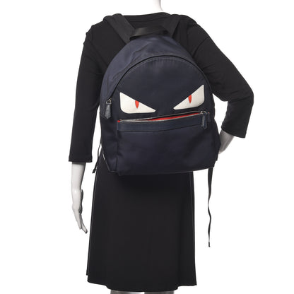Fendi Nylon Vitello Elite Monster Eyes Rounded Backpack Blue Scuro White Multicolor 2 of 17