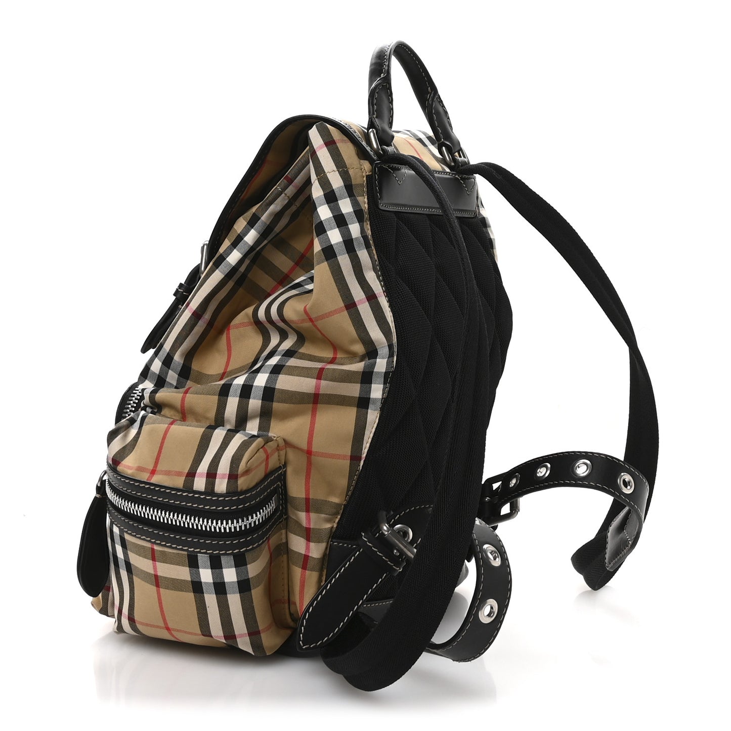 Nylon Vintage Check Medium Rucksack Backpack Antique Yellow