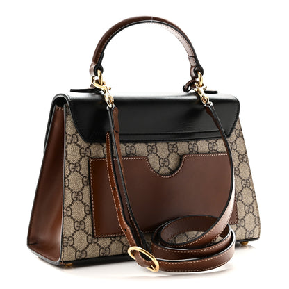 Gucci GG Supreme Monogram Calfskin Small Padlock Top Handle Bag Beige Black Cuir 3 of 10
