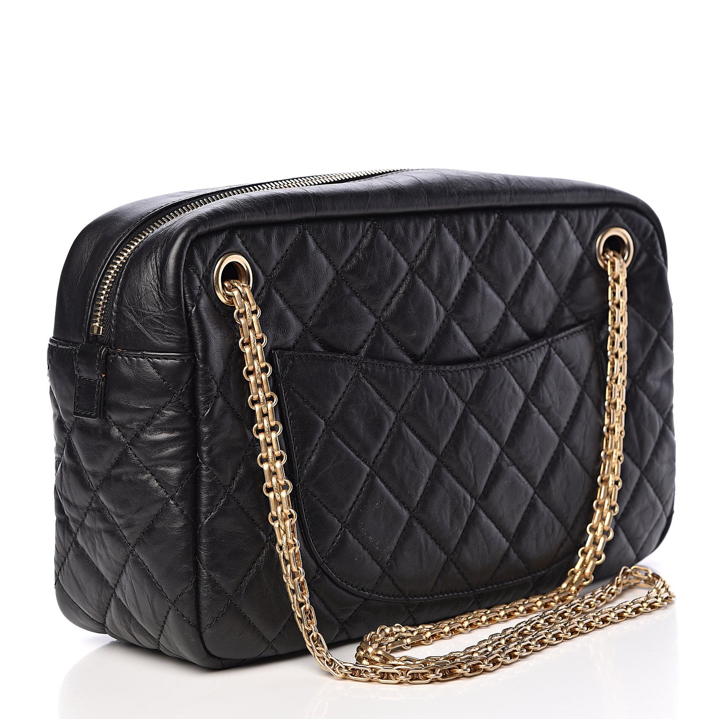Aged Calfskin Quilted Medium Reissue Camera Case Black