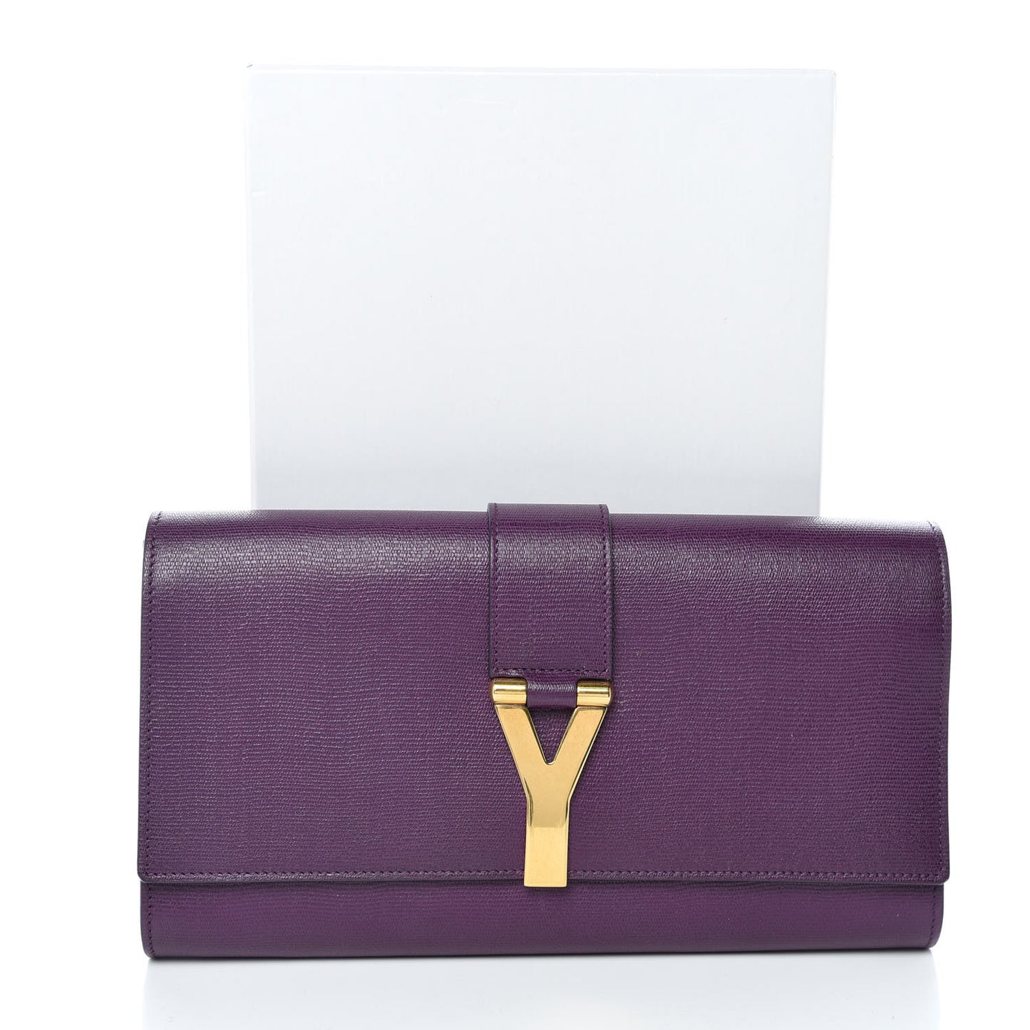 Textured Calfskin Y Ligne Clutch Purple