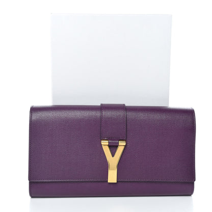Saint Laurent Textured Calfskin Y Ligne Clutch Purple 11 of 11