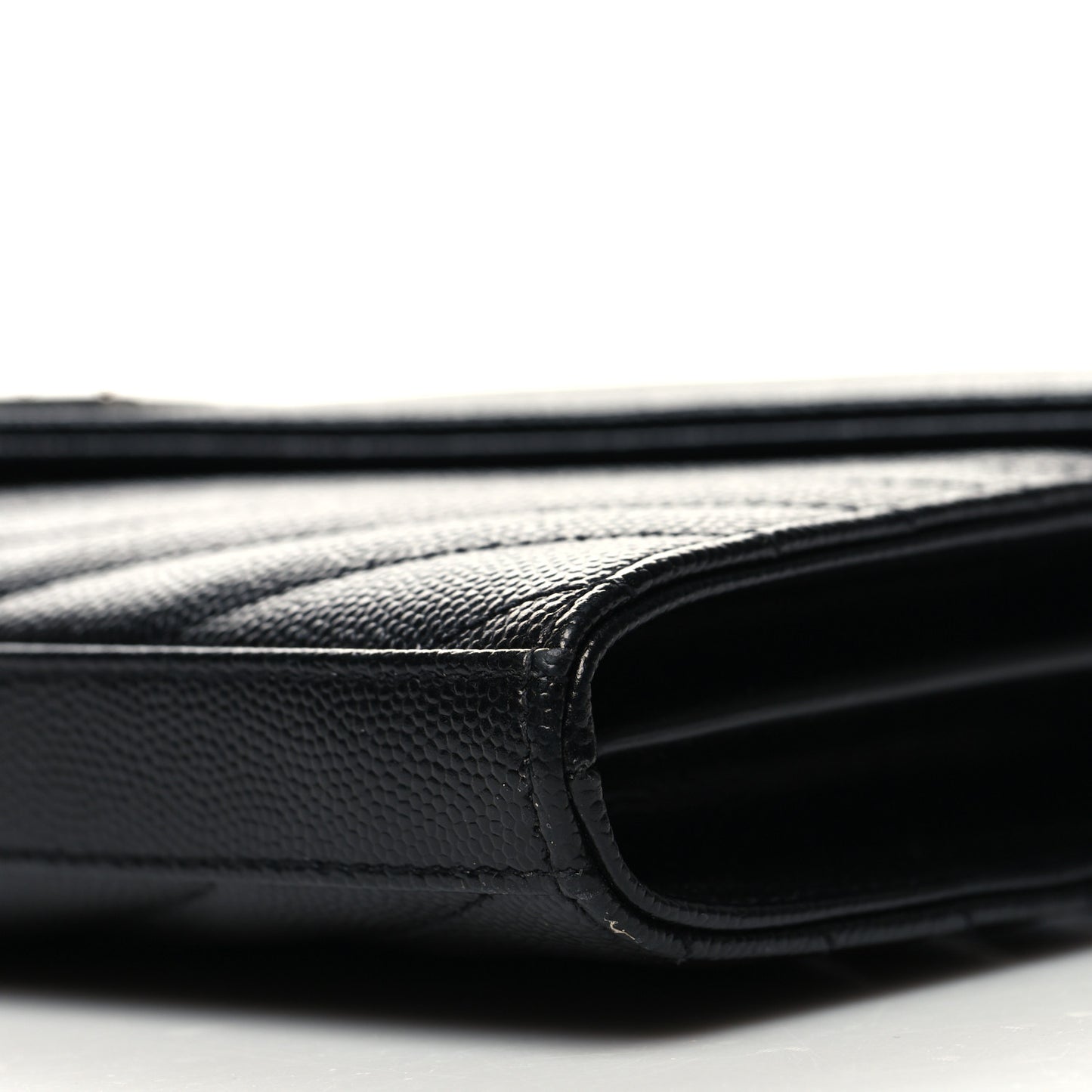 Grain De Poudre Matelasse Chevron Monogram Chain Wallet Black