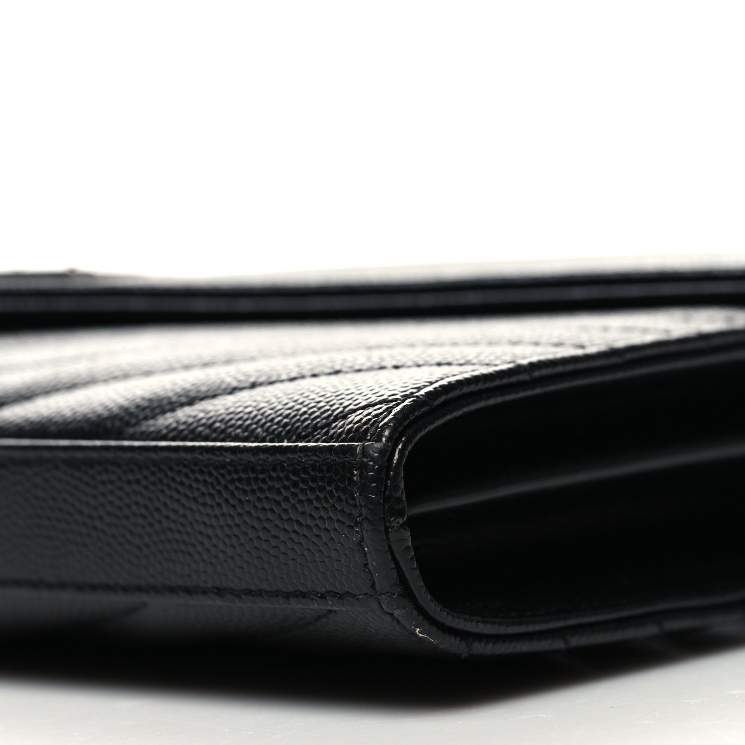 Saint Laurent Grain De Poudre Matelasse Chevron Monogram Chain Wallet Black 11 of 11
