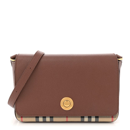 Burberry Grainy Calfskin Vintage Check Hampshire Crossbody Archive Beige Tan 1 of 10