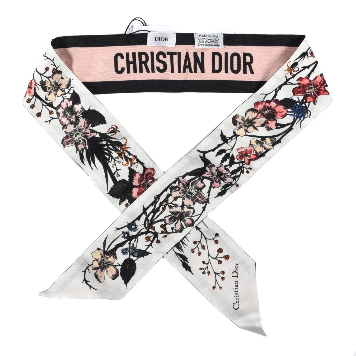 Christian Dior Silk Rosa Mutabilis Mitzah Scarf Beige 1 of 3