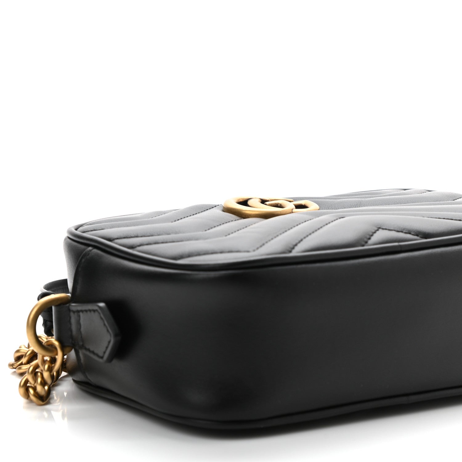 Gucci Calfskin Matelasse Mini GG Marmont Chain Shoulder Bag Black 10 of 11