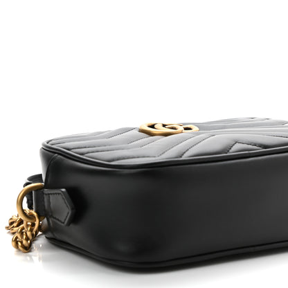 Gucci Calfskin Matelasse Mini GG Marmont Chain Shoulder Bag Black 10 of 11