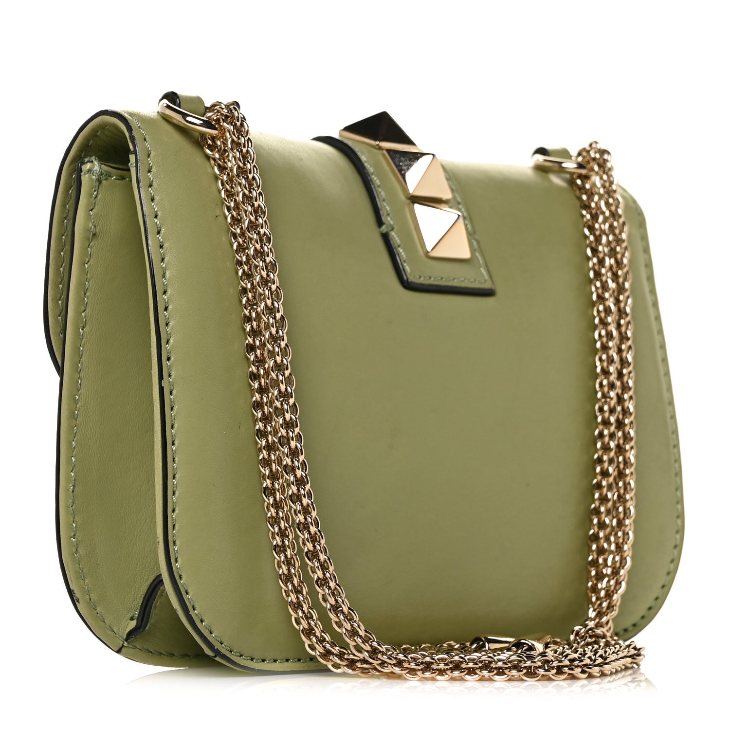 Valentino Garavani Vitello Small Glam Lock Rockstud Flap Green 2 of 9