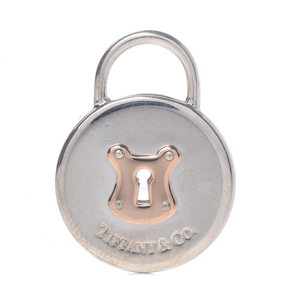 Tiffany Sterling Silver 18K Rose Gold Round Lock Pendant 1 of 3