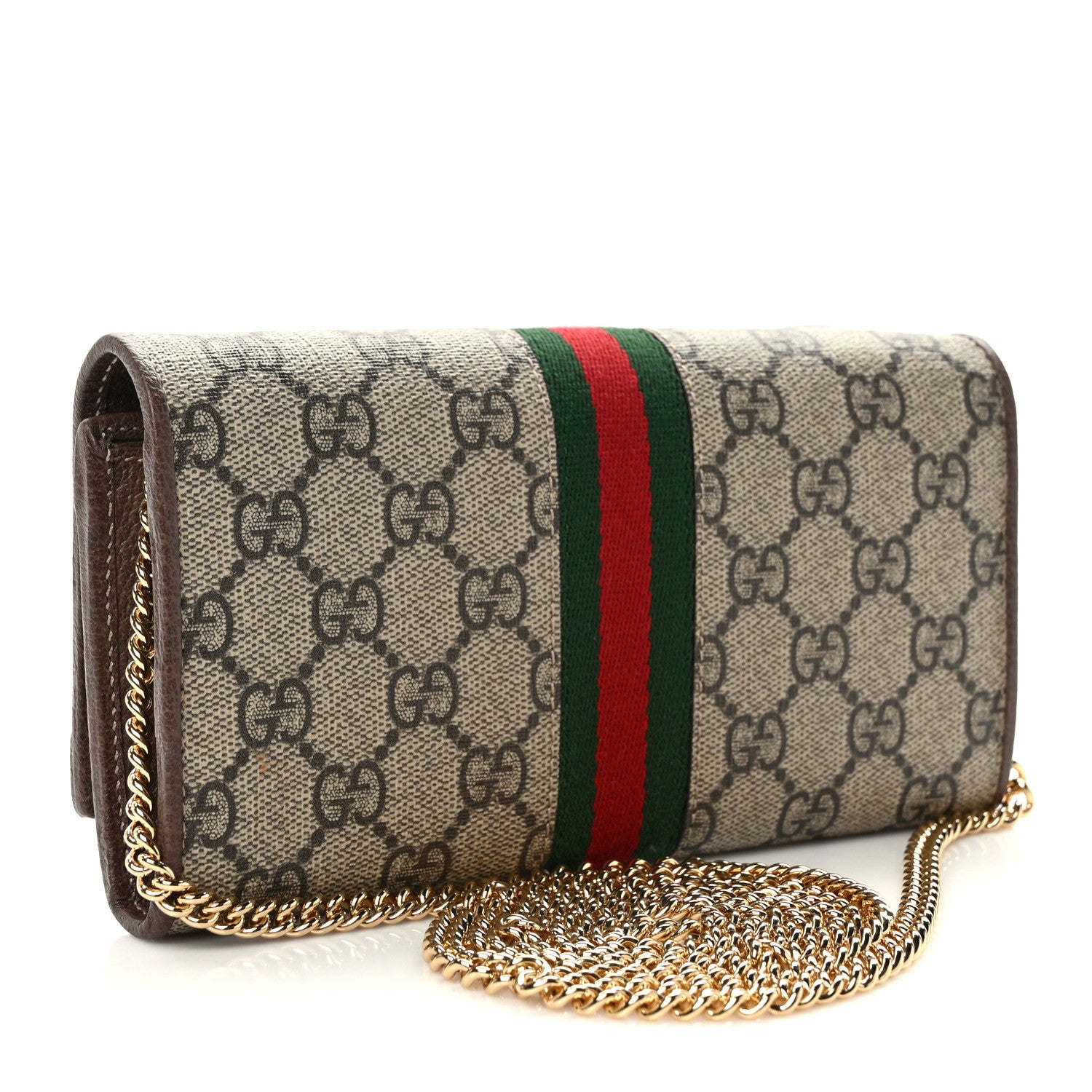 Gucci GG Supreme Monogram Web Ophidia Wallet On Chain Brown 3 of 10