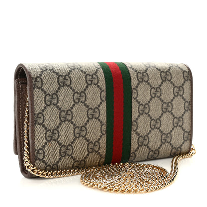 Gucci GG Supreme Monogram Web Ophidia Wallet On Chain Brown 3 of 10