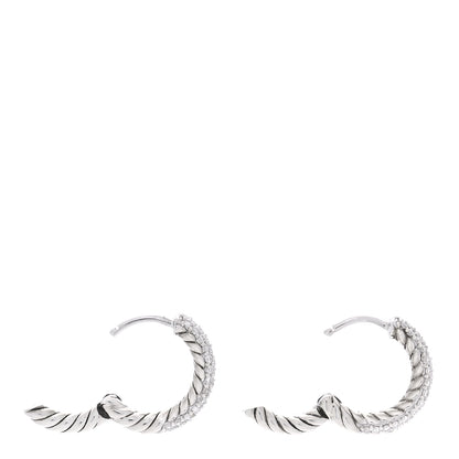 David Yurman Sterling Silver Diamond Petite Pave Huggie Hoop Earrings 3 of 4