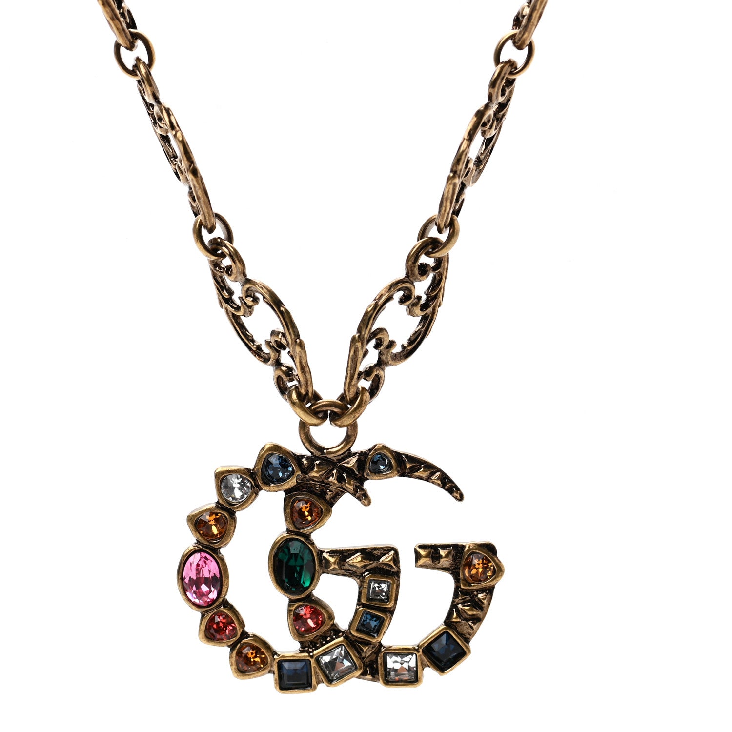 Gucci Crystal Marmont Necklace Aged Gold Multicolor 4 of 6