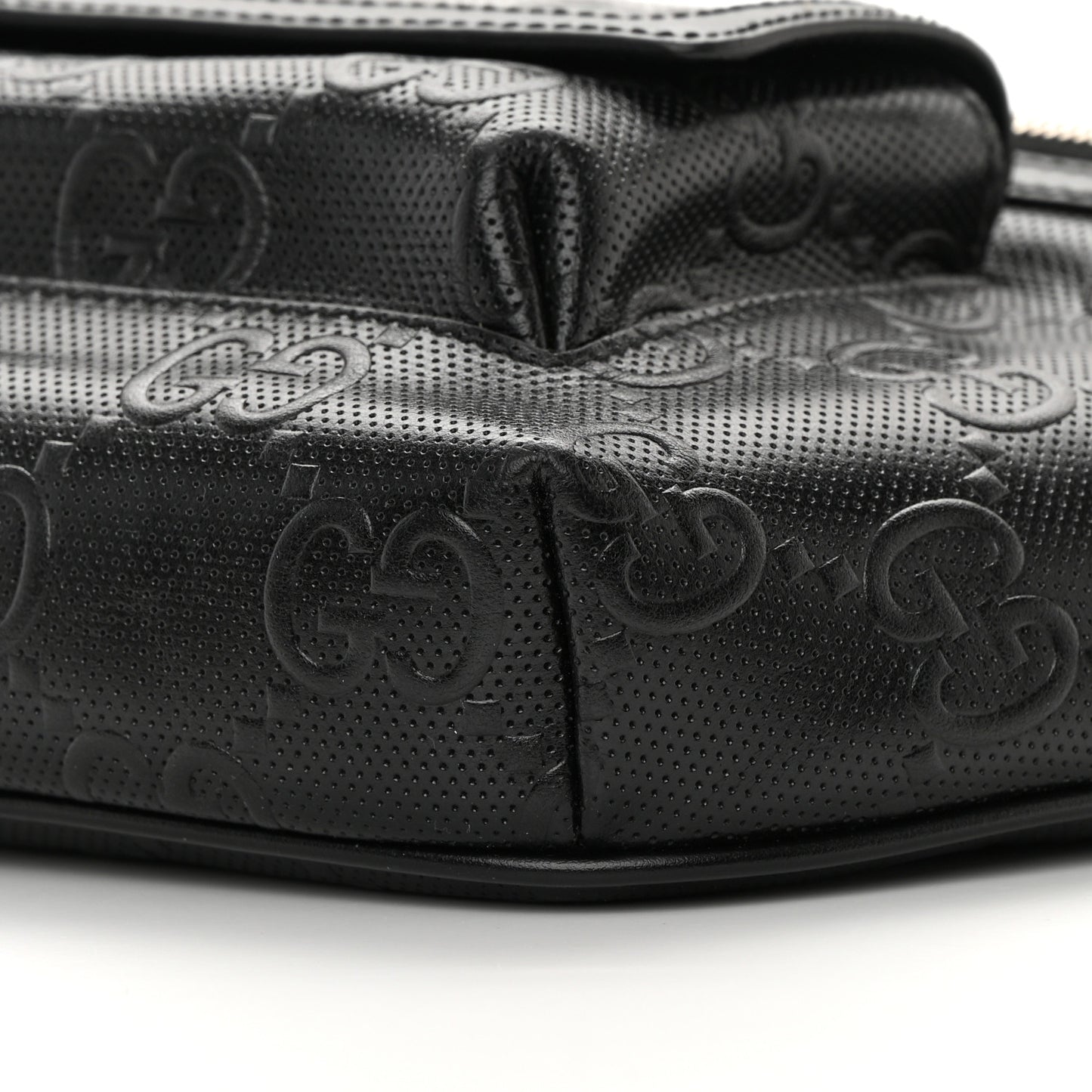 Calfskin GG Tennis Embossed Pocket Belt Bag Black