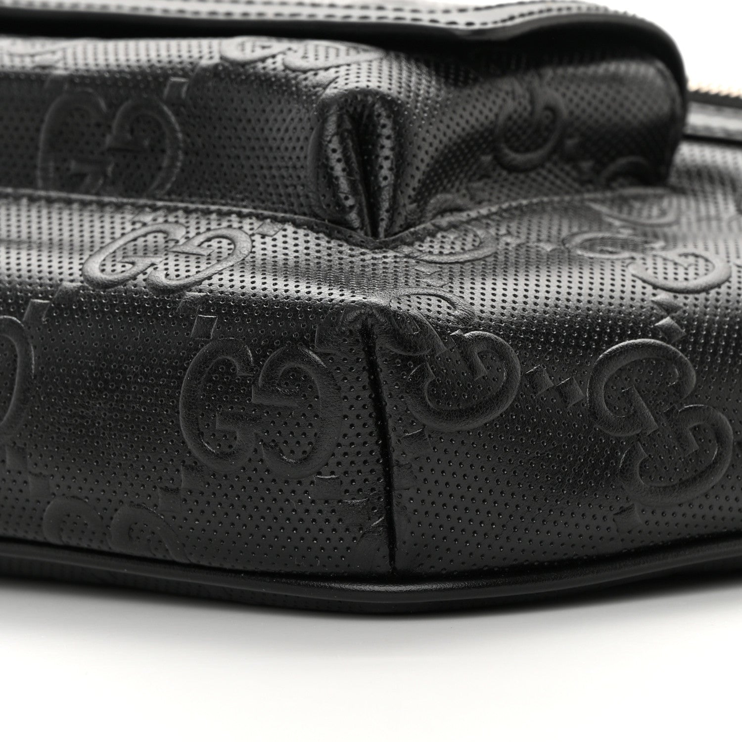Gucci Calfskin GG Tennis Embossed Pocket Belt Bag Black 10 of 12