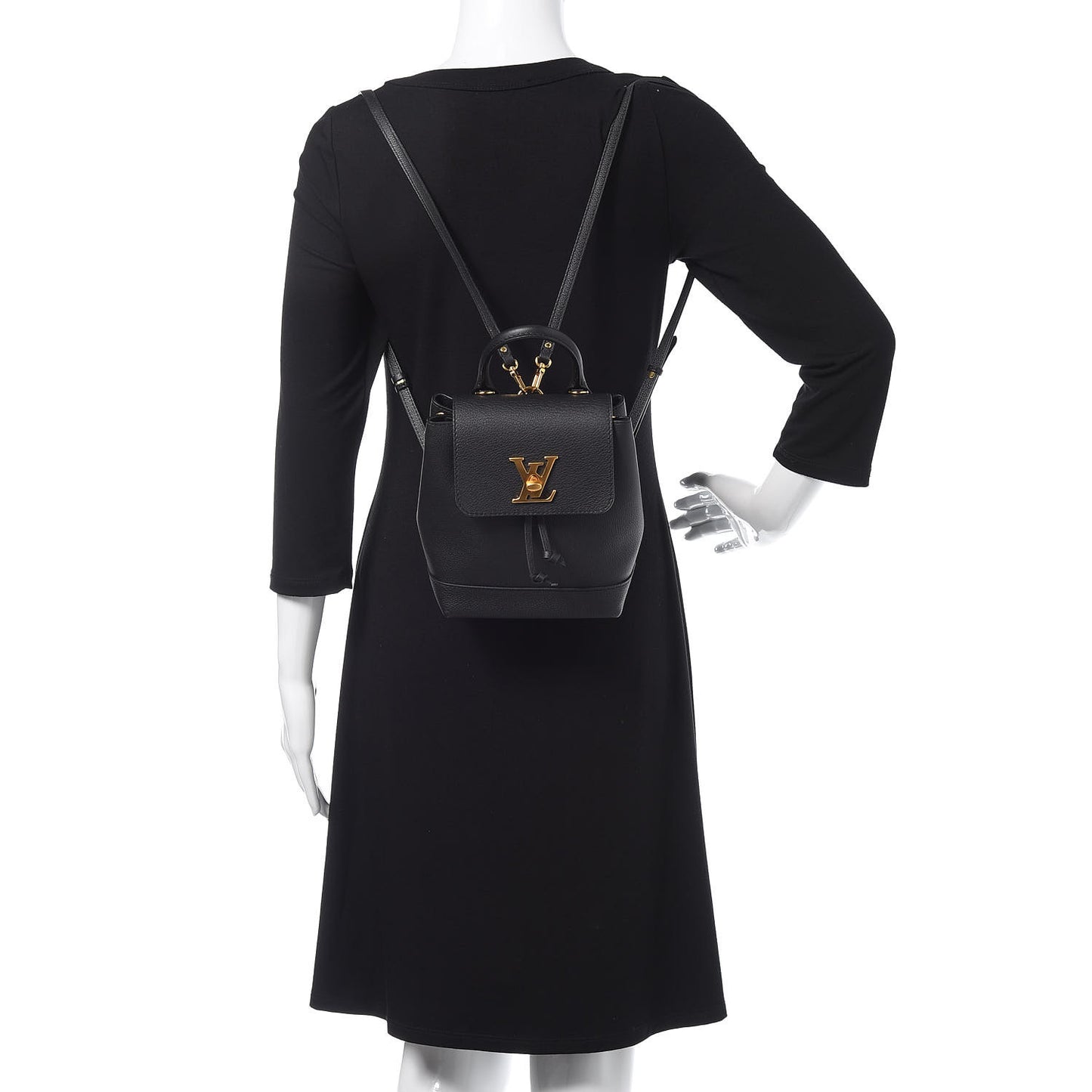 Calfskin Lockme Mini Backpack Black