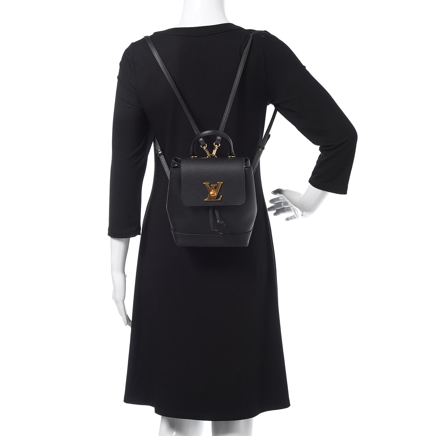 Louis Vuitton Calfskin Lockme Mini Backpack Black 2 of 8