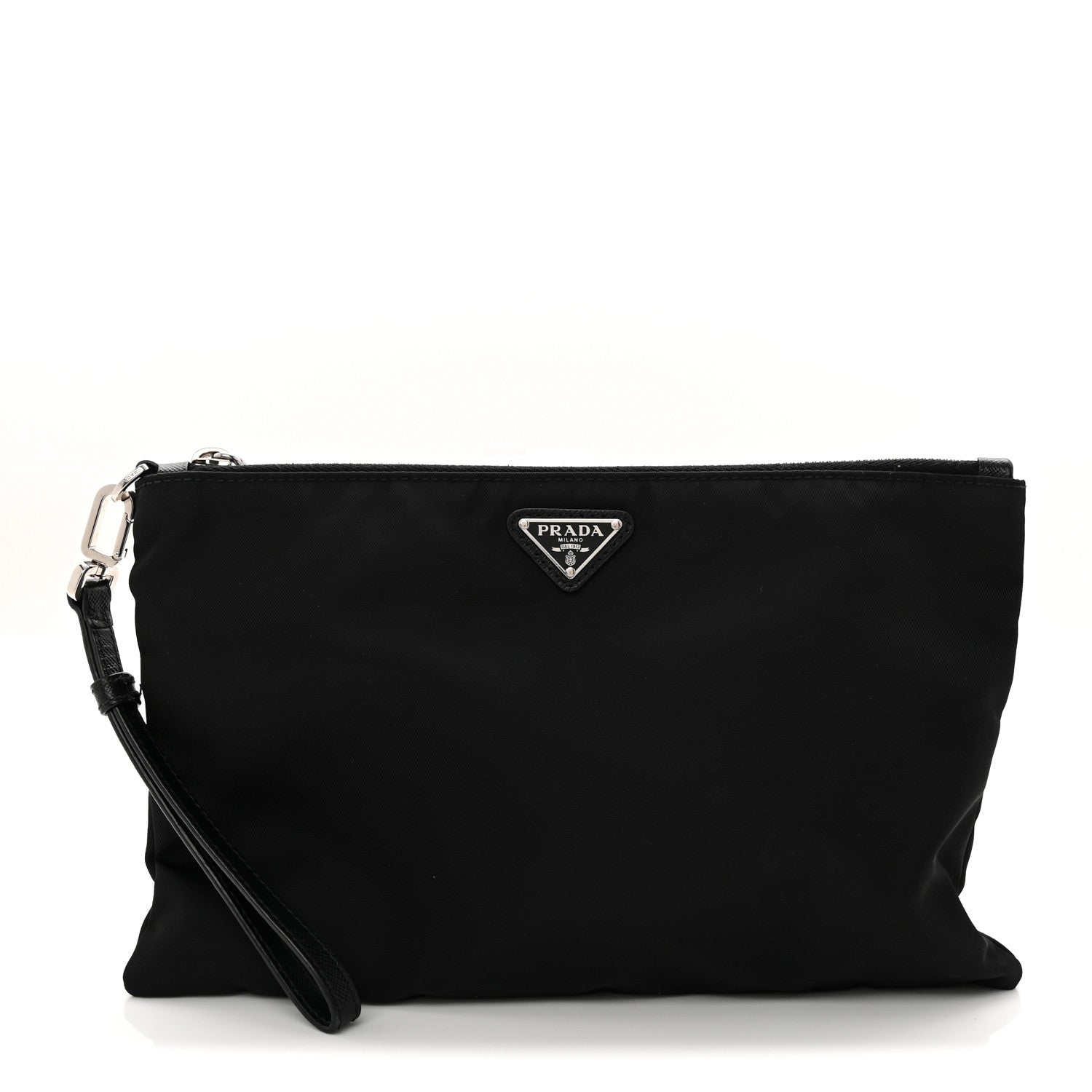 Prada Tessuto Nylon Saffiano Wristlet Black 1 of 8