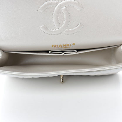Chanel Iridescent Calfskin Quilted Medium Double Flap Ivory 5 of 11