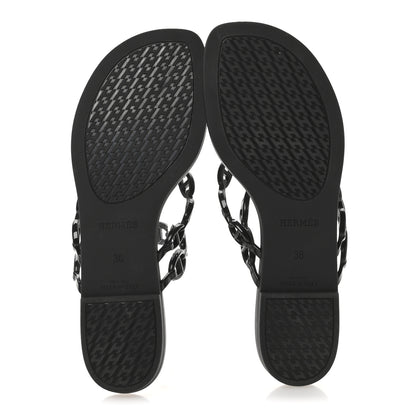 Hermes Rubber Chaine d'Ancre Island Sandals 36 Black 6 of 9