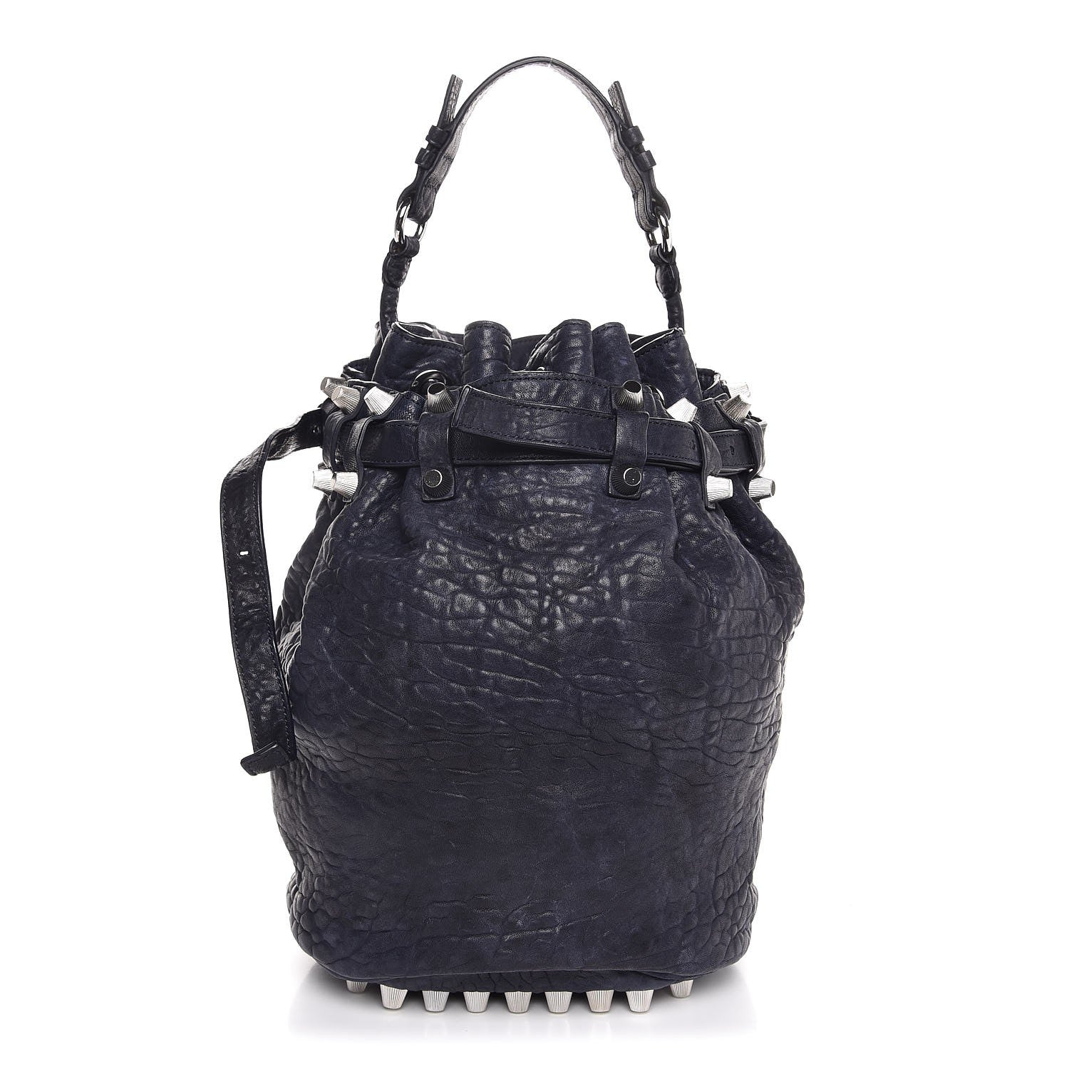 Alexander Wang Pebbled Lambskin Diego Bucket Navy 1 of 6