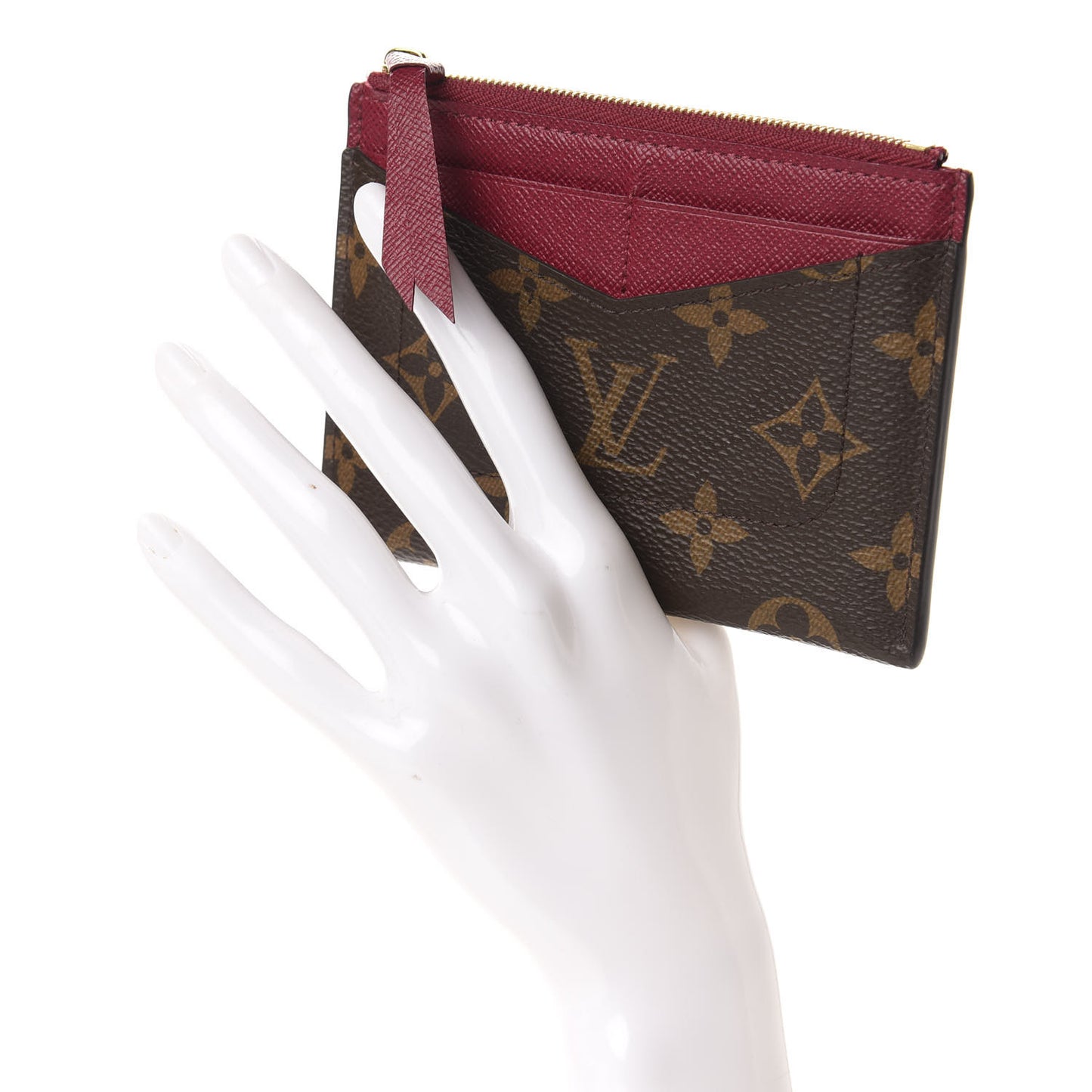 Monogram Zipped Card Holder Fuchsia