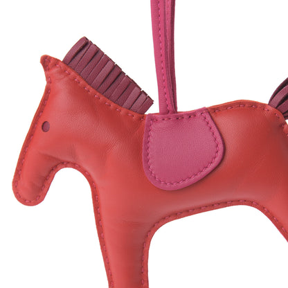 Hermes Milo Lambskin Grigri Rodeo Horse Bag Charm MM Rose Jaipur Shocking Rouge H Mexico 3 of 4