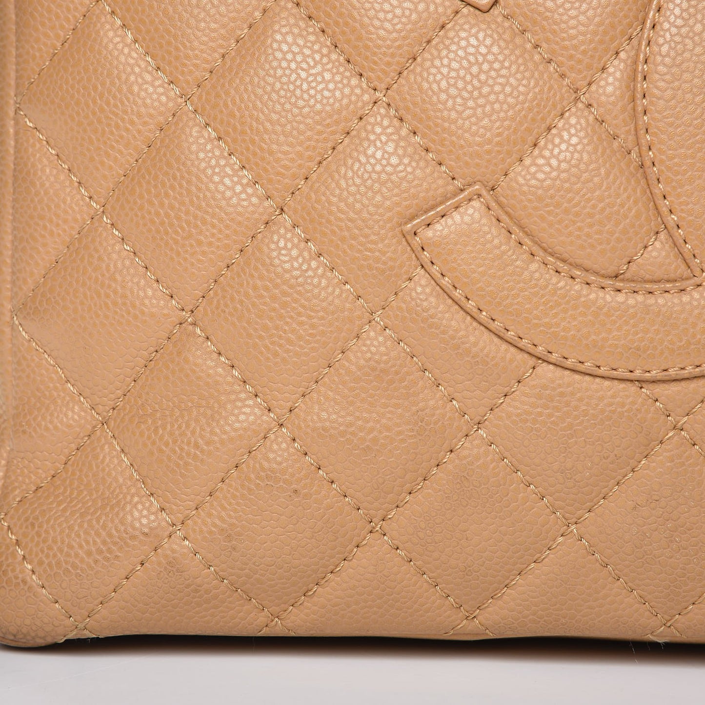 Caviar Quilted Grand Shopping Tote GST Beige