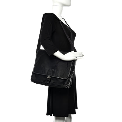 Prada Tessuto Nylon Saffiano Messenger Satchel Black 2 of 12