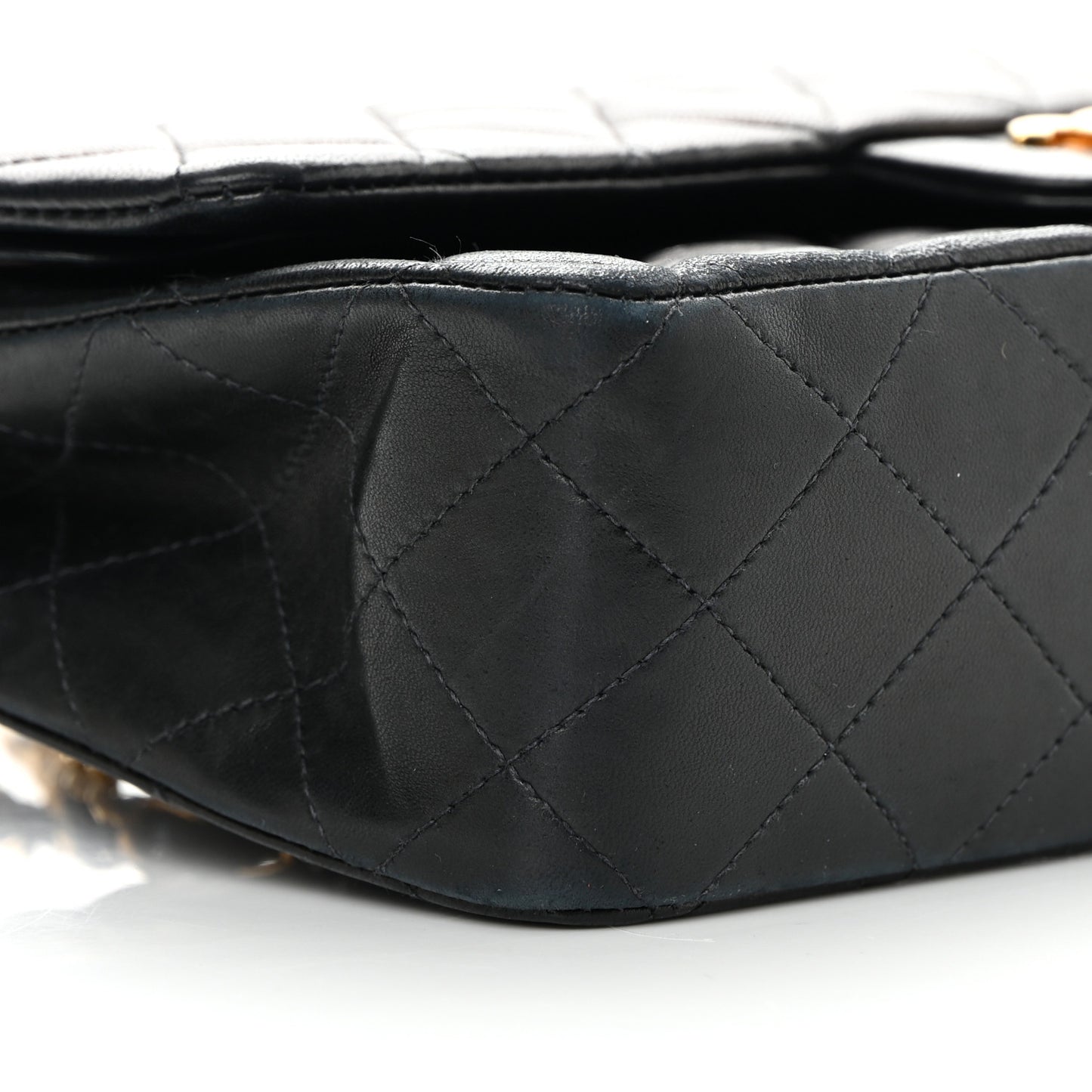 Lambskin Quilted Medium Double Flap Black